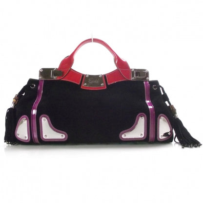 Gucci Suede Race Medium Top Handle Tote Black 1 of 9