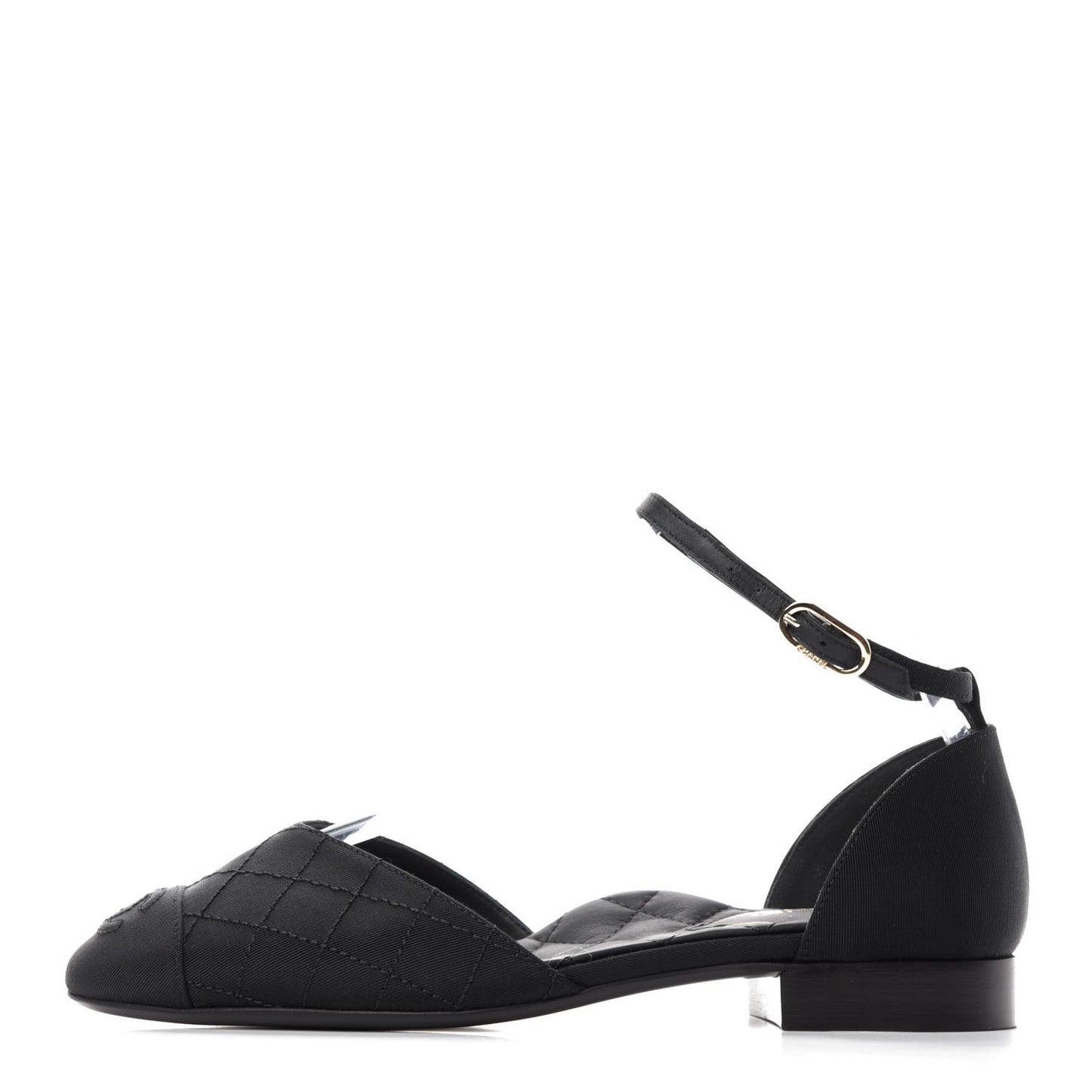 Grosgrain Cap Toe CC Ankle Strap Sandals 36 Black