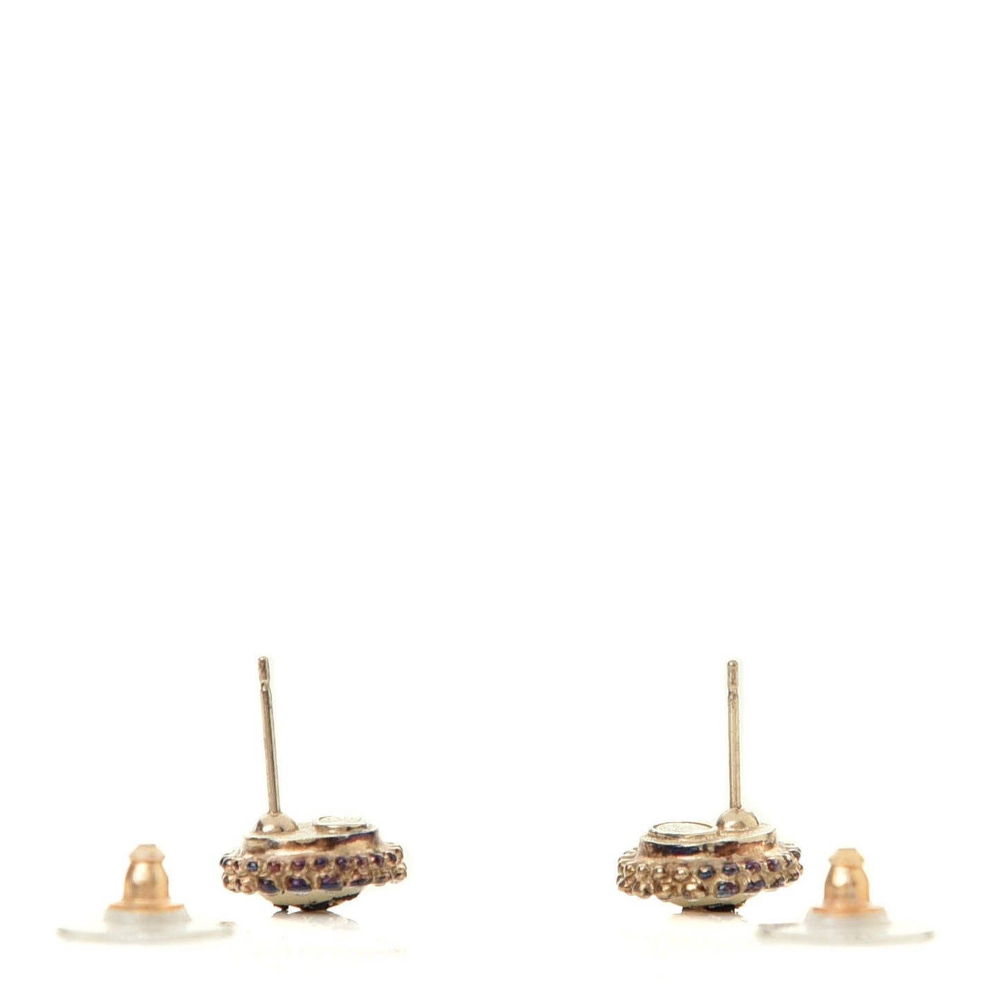 Pearl Crystal CC Round Earrings Light Gold