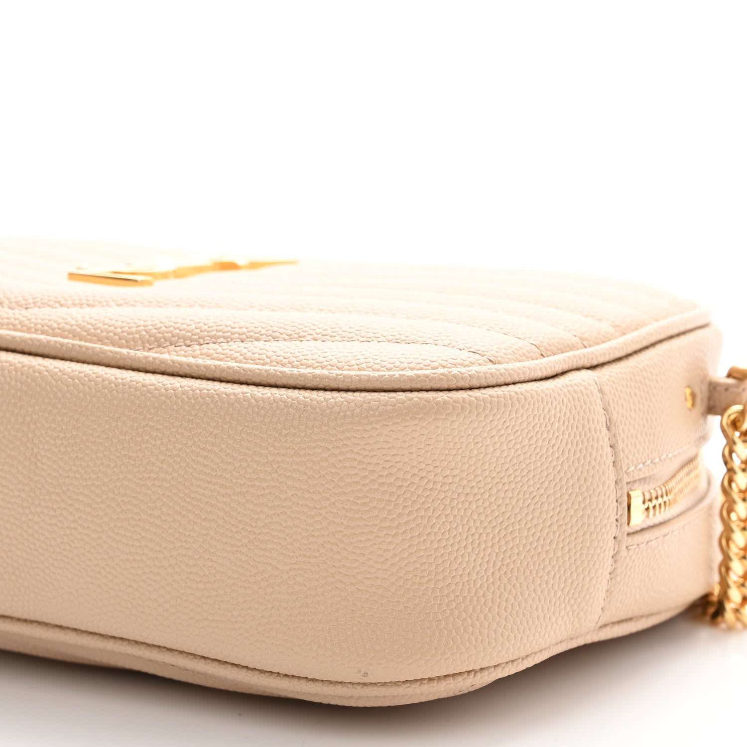 Saint Laurent Grain De Poudre Matelasse Monogram Mini Lou Camera Bag Dark Latte 9 of 9