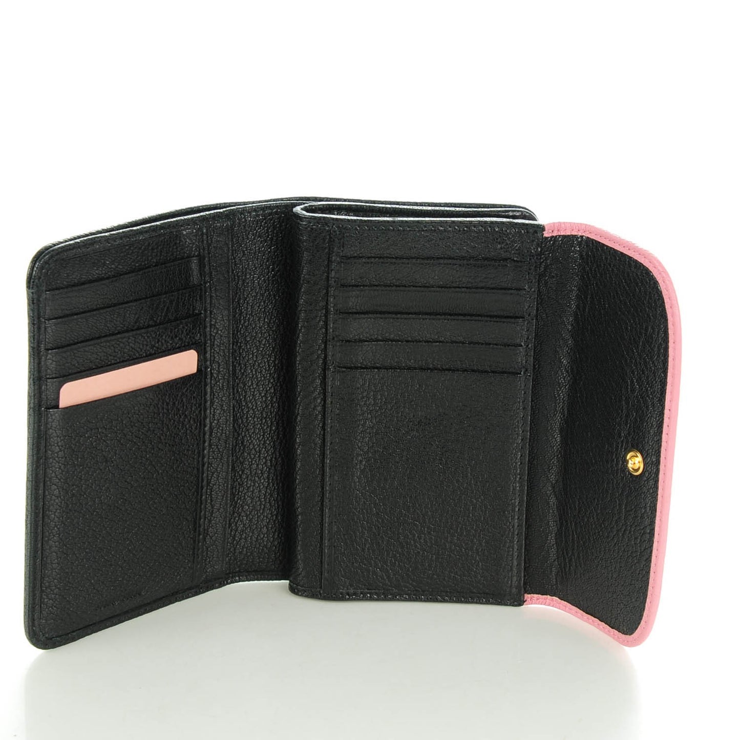 Goatskin Madras Bi-Color Bi-Fold Wallet Rosa Nero