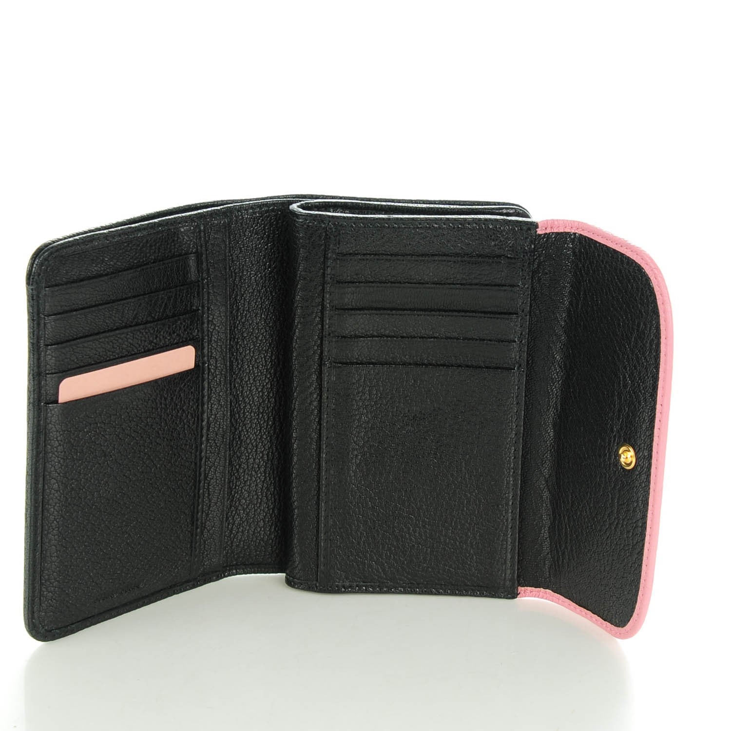 Miu Miu Goatskin Madras Bi-Color Bi-Fold Wallet Rosa Nero 5 of 7
