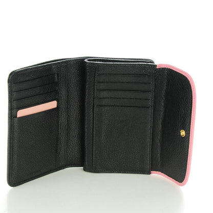 Miu Miu Goatskin Madras Bi-Color Bi-Fold Wallet Rosa Nero 5 of 7