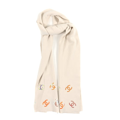 Chanel Cashmere Iridescent CC Scarf Ivory 1 of 3