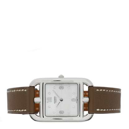 Hermes Stainless Steel Swift Diamond Mother of Pearl 23mm Cape Cod Quartz Watch Etoupe 2 of 4