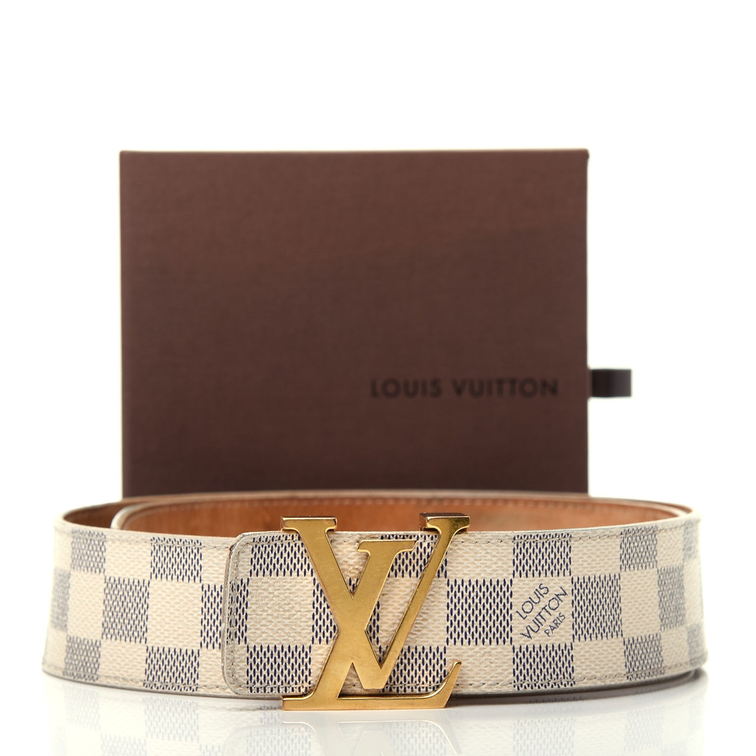 Louis Vuitton Damier Azur 40mm LV Initiales Belt 80 32 8 of 8