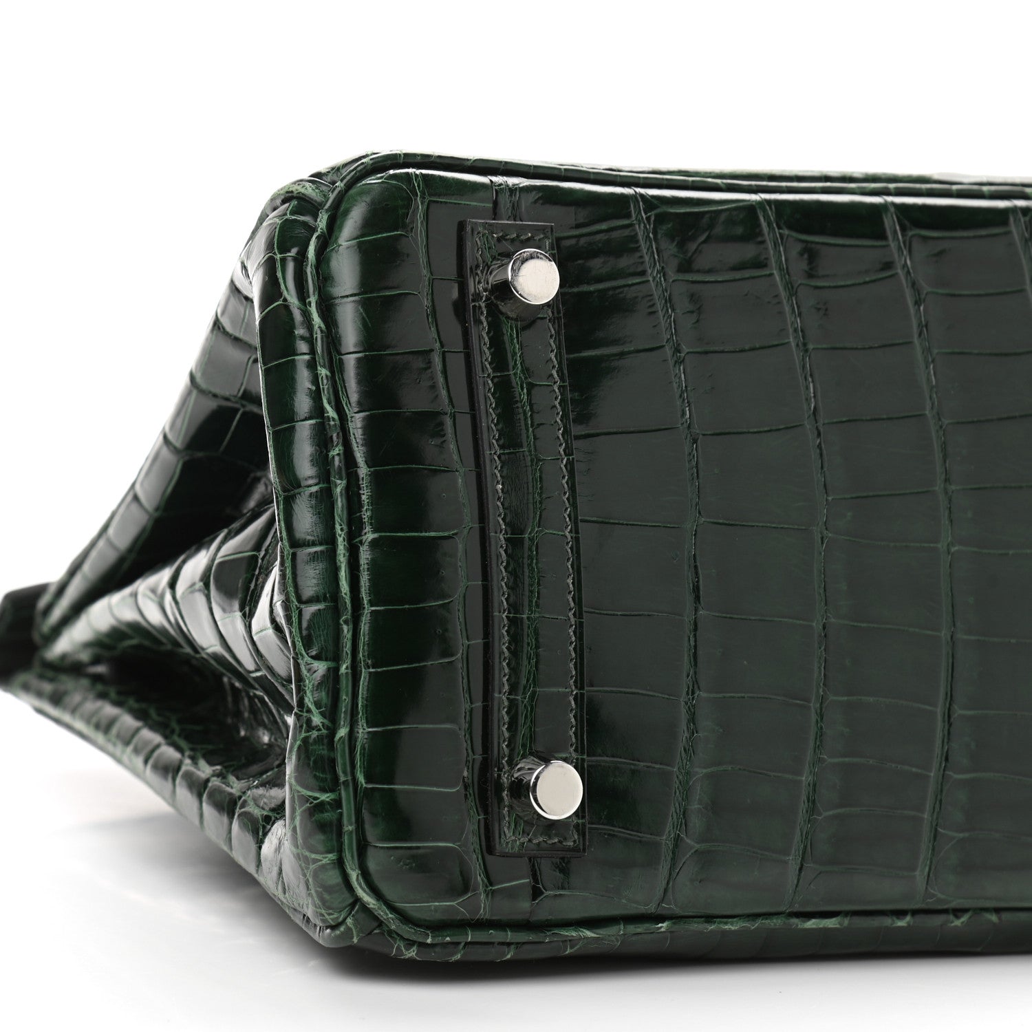 Hermes Shiny Niloticus Crocodile Birkin 25 Vert Fonce 9 of 11
