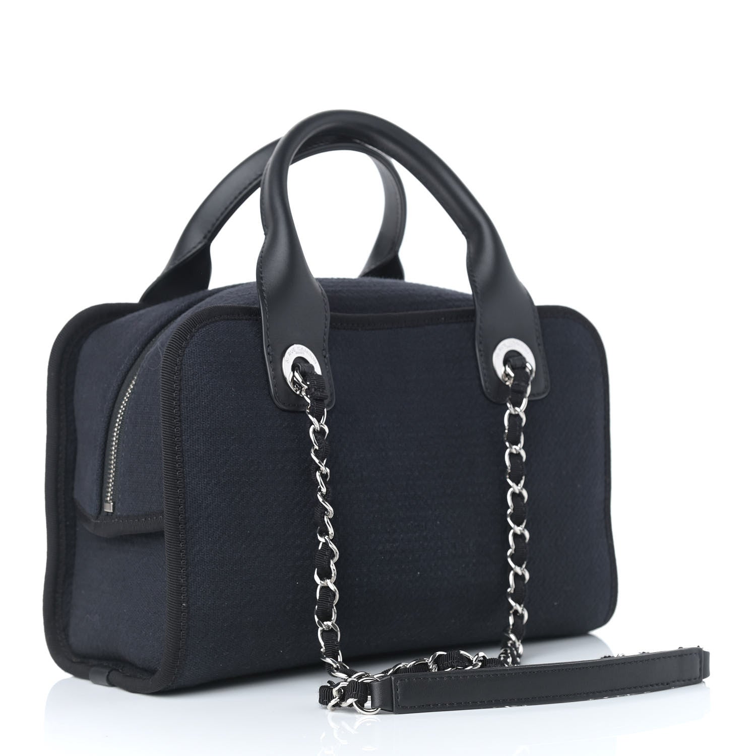 Chanel Mixed Fibers Deauville Bowling Bag Black 2 of 8