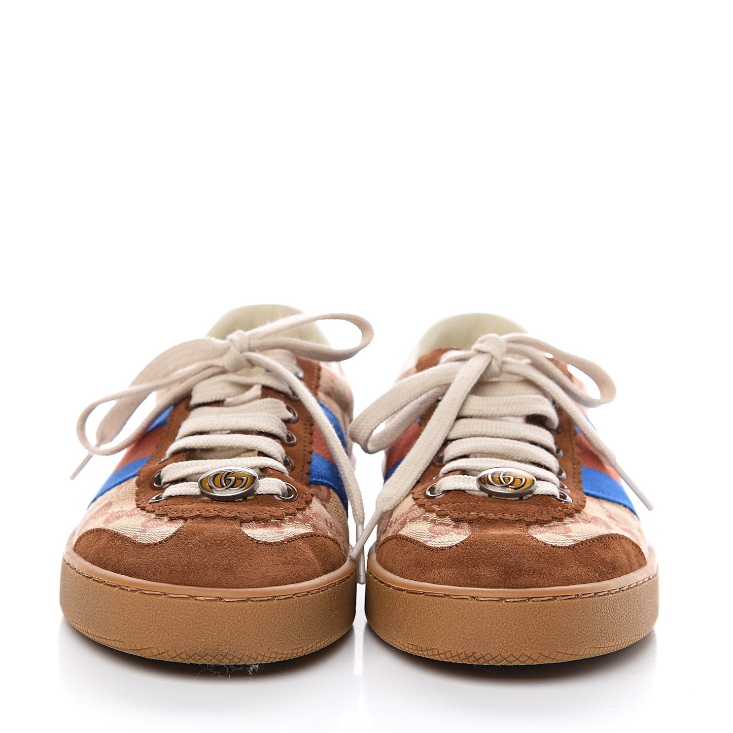 GG Monogram Suede Web Mens G74 Sneakers 5 Beige Ruggine Cuir