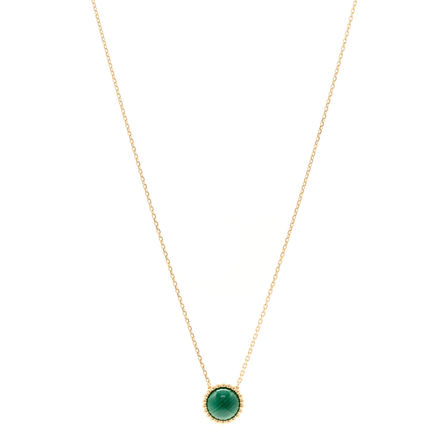 Van Cleef & Arpels 18K Yellow Gold Malachite Perlee Couleurs Pendant Necklace 1 of 6