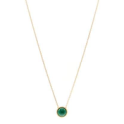 Van Cleef & Arpels 18K Yellow Gold Malachite Perlee Couleurs Pendant Necklace 1 of 6