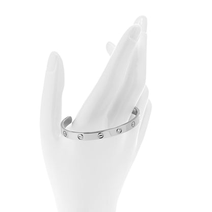 Cartier 18K White Gold 1 Diamond LOVE Cuff Bracelet 18 2 of 4