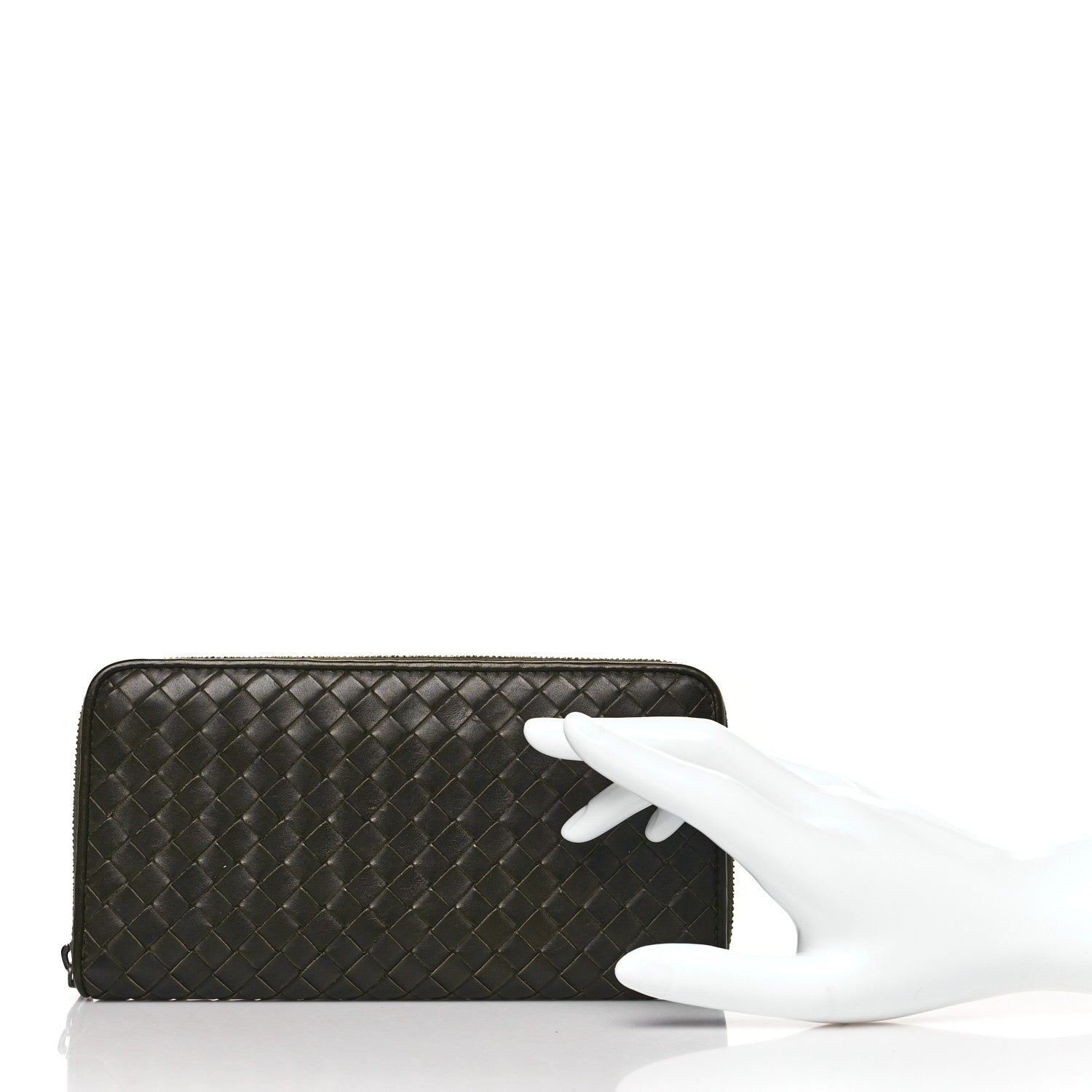 Bottega Veneta Nappa Intrecciato Zip Around Wallet Khaki 2 of 7