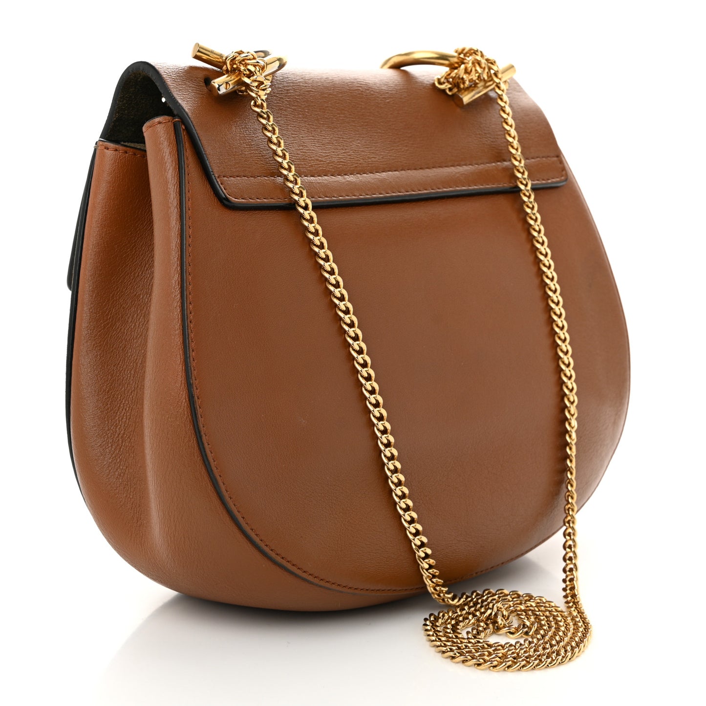 Suede Smooth Calfskin Drew Shoulder Bag Caramel