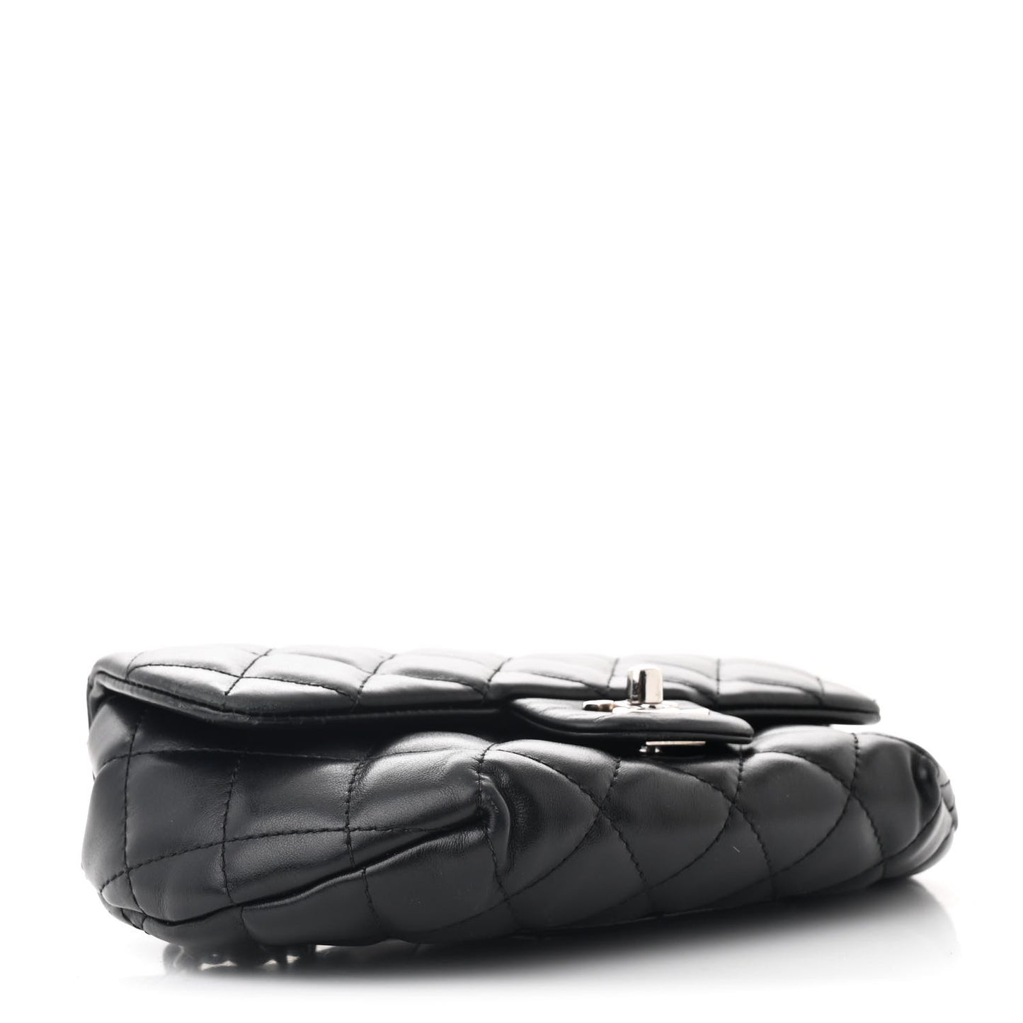 Calfskin Quilted CC Uniform Flap Belt Bag Black