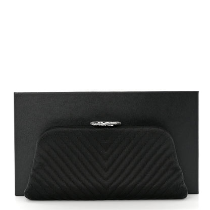 Chanel Satin Chevron Quilted Clutch Black 8 of 8