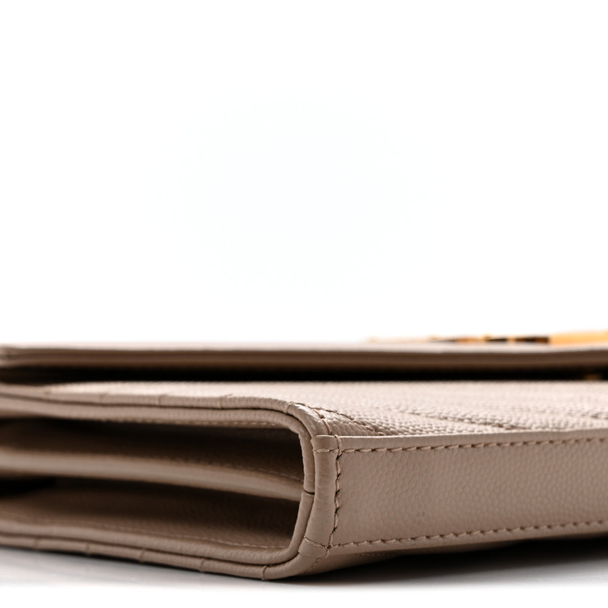 Grain De Poudre Matelasse Chevron Monogram Chain Wallet Dark Beige