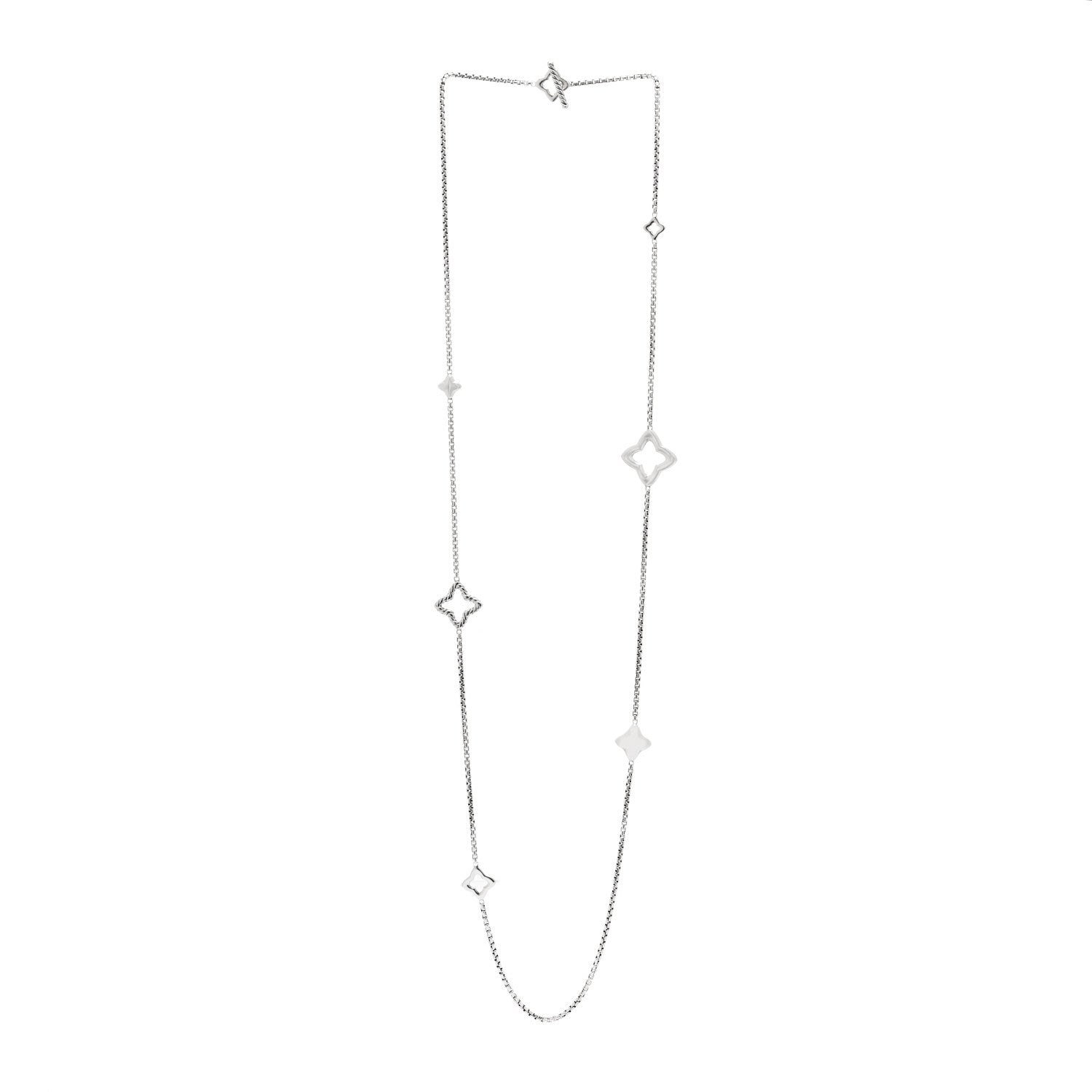 David Yurman Sterling Silver 25mm Quatrefoil Chain Necklace 3 of 4