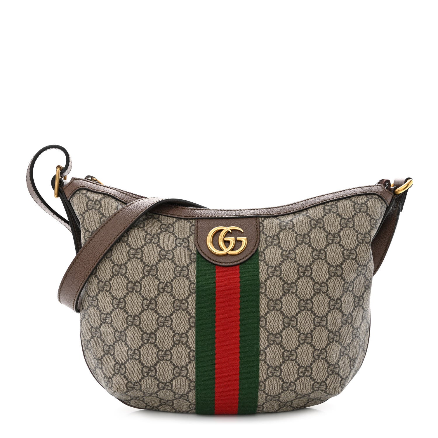Gucci GG Supreme Monogram Web Small Ophidia Half Moon Hobo Brown 1 of 10