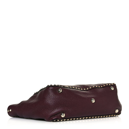Valentino Garavani Pebbled Calfskin Medium Rockstud Tote Rubin 4 of 17