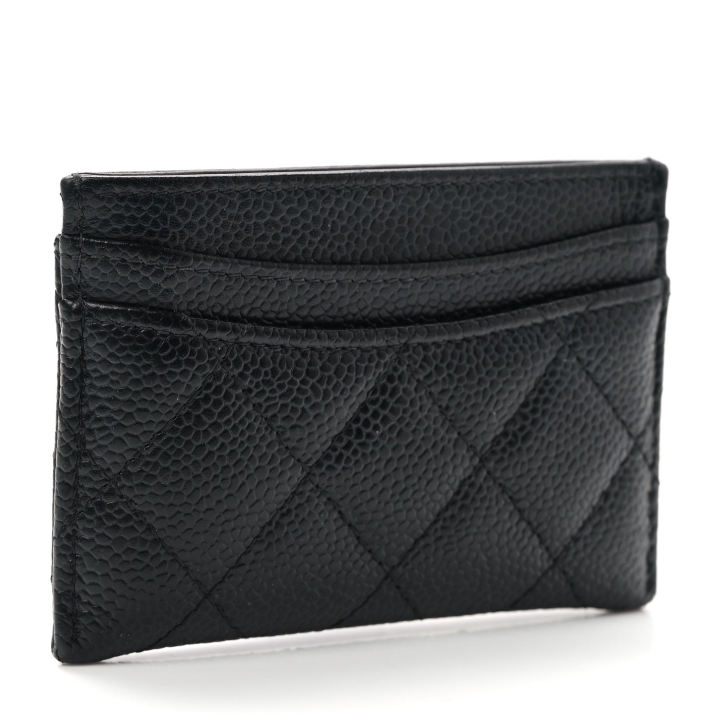 Caviar Quilted Card Holder Black