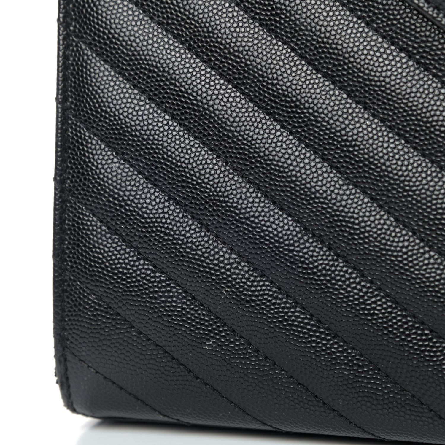 Saint Laurent Grain De Poudre Matelasse Chevron Large Monogram Satchel Black 5 of 6