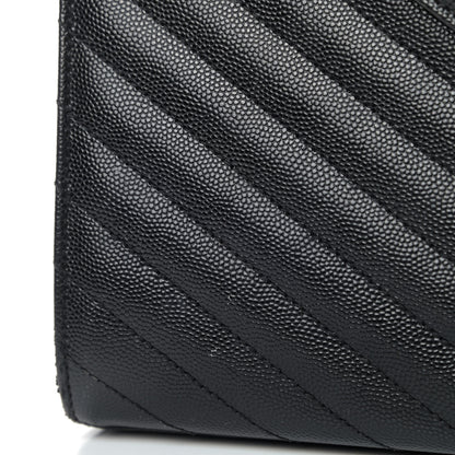 Saint Laurent Grain De Poudre Matelasse Chevron Large Monogram Satchel Black 5 of 6