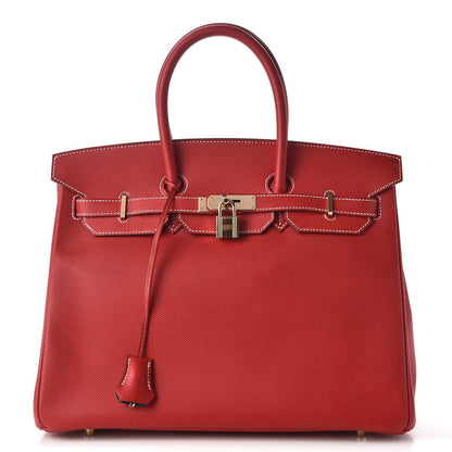 Hermes Epsom Candy Birkin 35 Rouge Casaque Bleu Thalassa 1 of 35