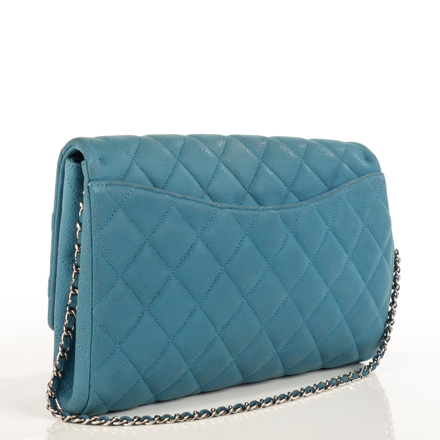 Chanel Iridescent Caviar Quilted Clutch With Chain Flap Blue 3 of 9