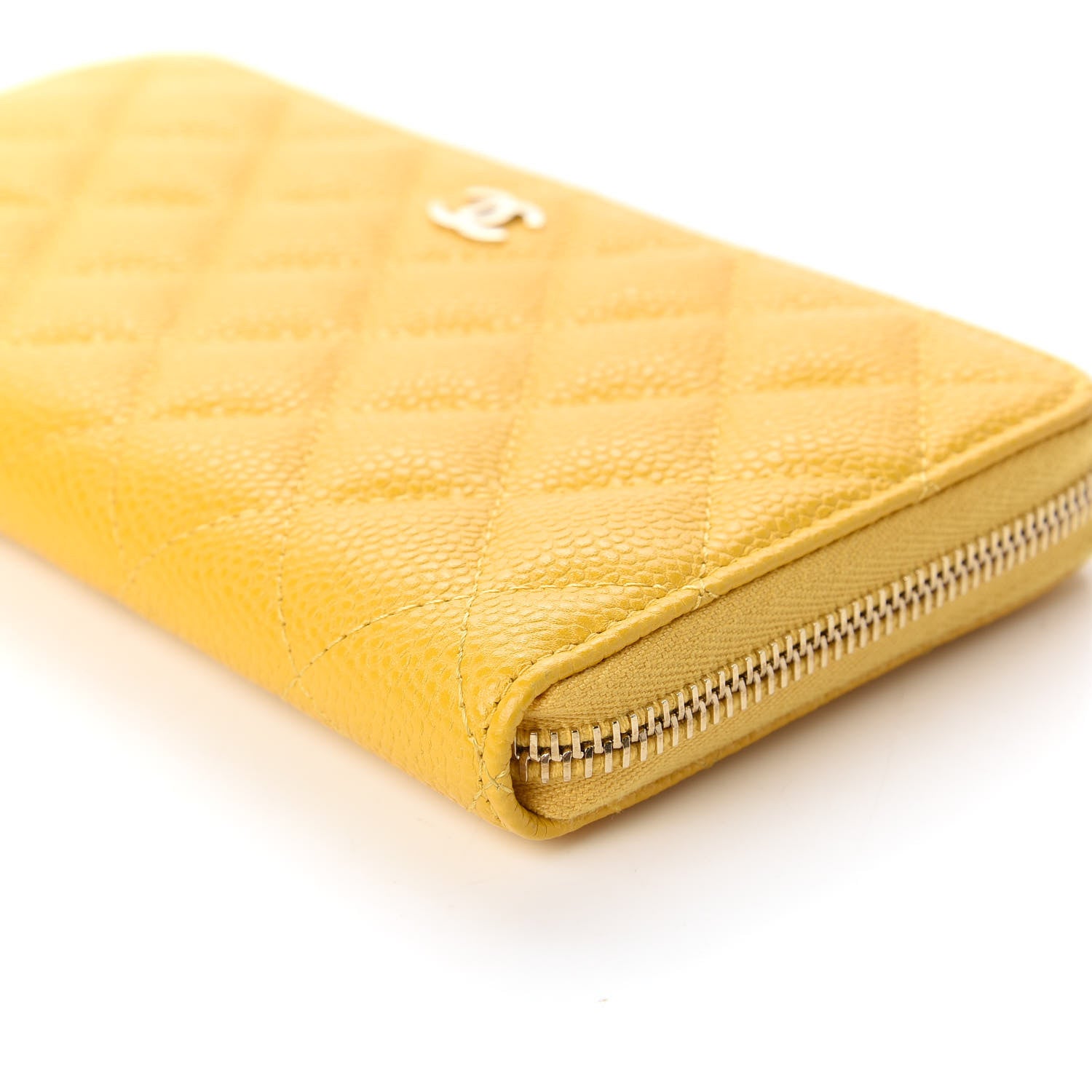 Chanel Caviar Quilted Large Gusset Zip Around Wallet Yellow 7 of 12