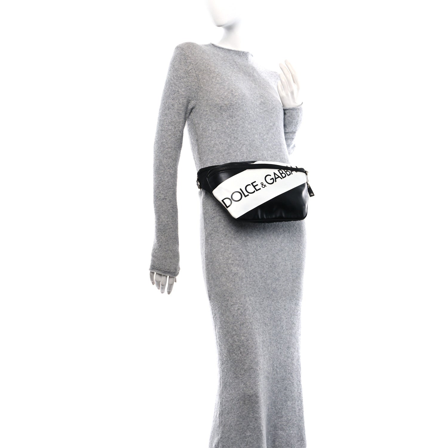 Dolce & Gabbana Coated Canvas Nylon Logo Belt Bag Black White 3 of 9