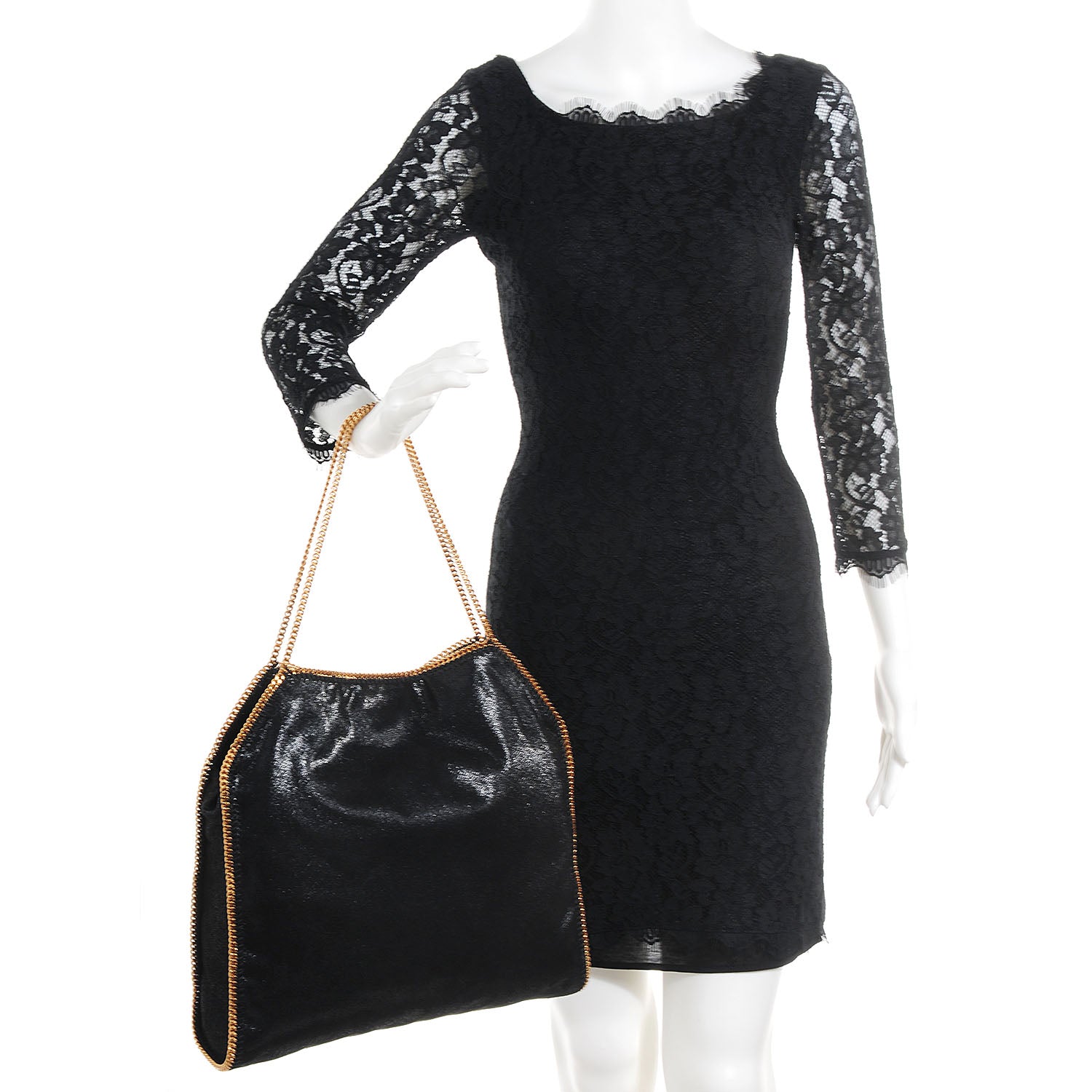Stella McCartney Faux Leather Shaggy Deer Big Falabella Tote Black 2 of 9