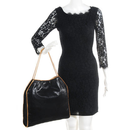 Stella McCartney Faux Leather Shaggy Deer Big Falabella Tote Black 2 of 9
