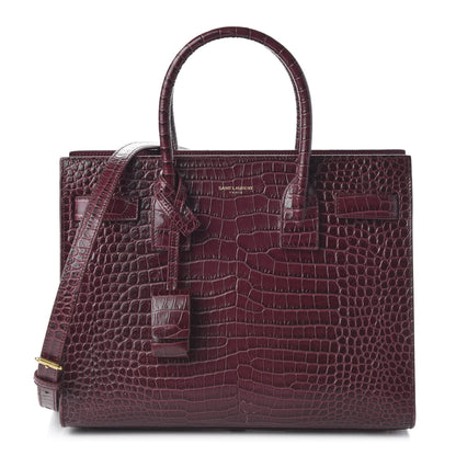 Saint Laurent Calfskin Crocodile Embossed Baby Sac De Jour Bordeaux 1 of 10
