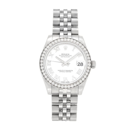 Rolex Stainless Steel 18K White Gold Diamond 31mm Oyster Perpetual Datejust Watch White Roman 178384 1 of 5