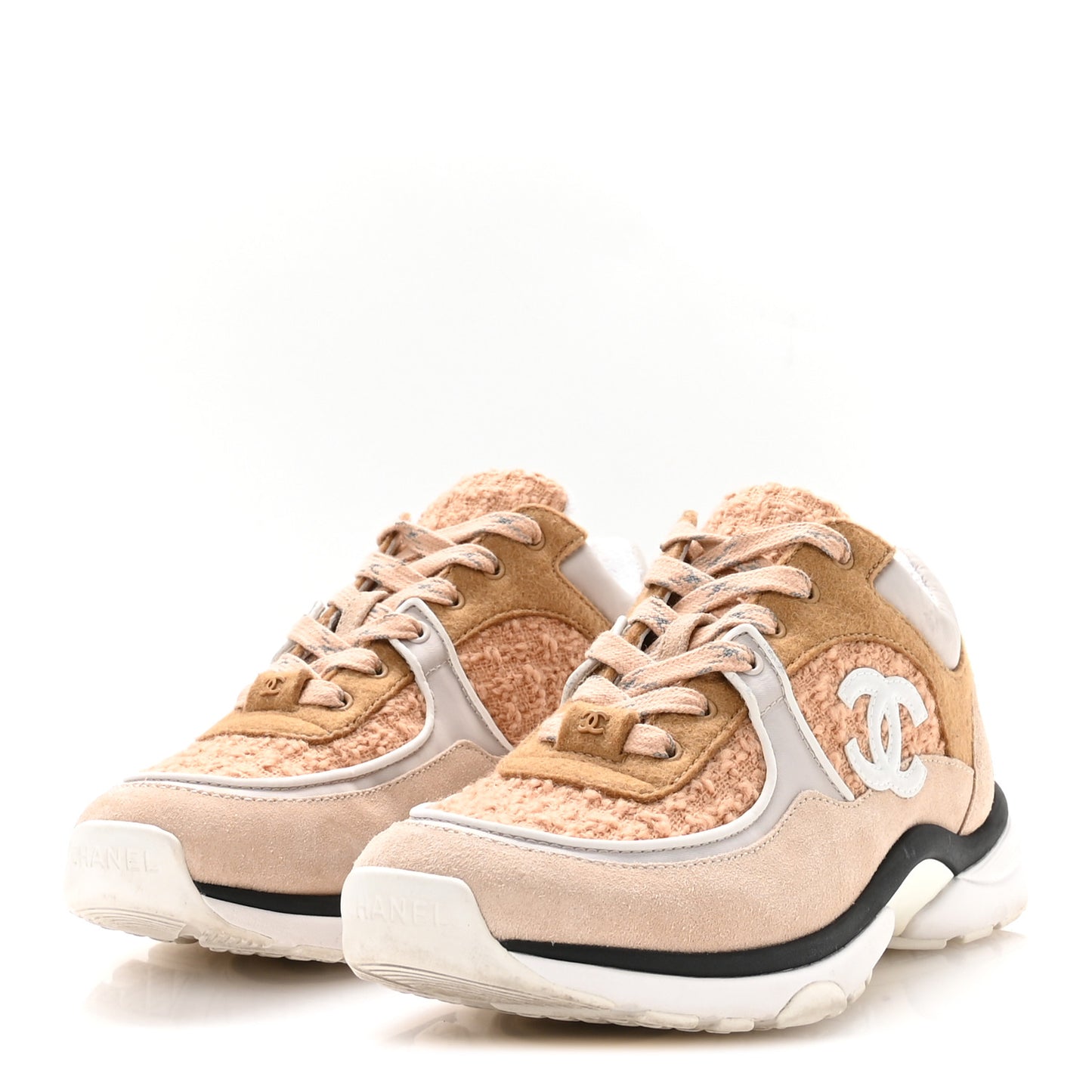Suede Tweed Felt CC Sneakers 36.5 Beige