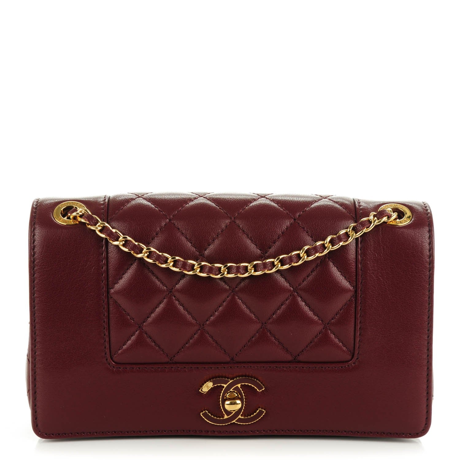 Chanel Sheepskin Quilted Small Mademoiselle Vintage Flap Dark Red 1 of 9