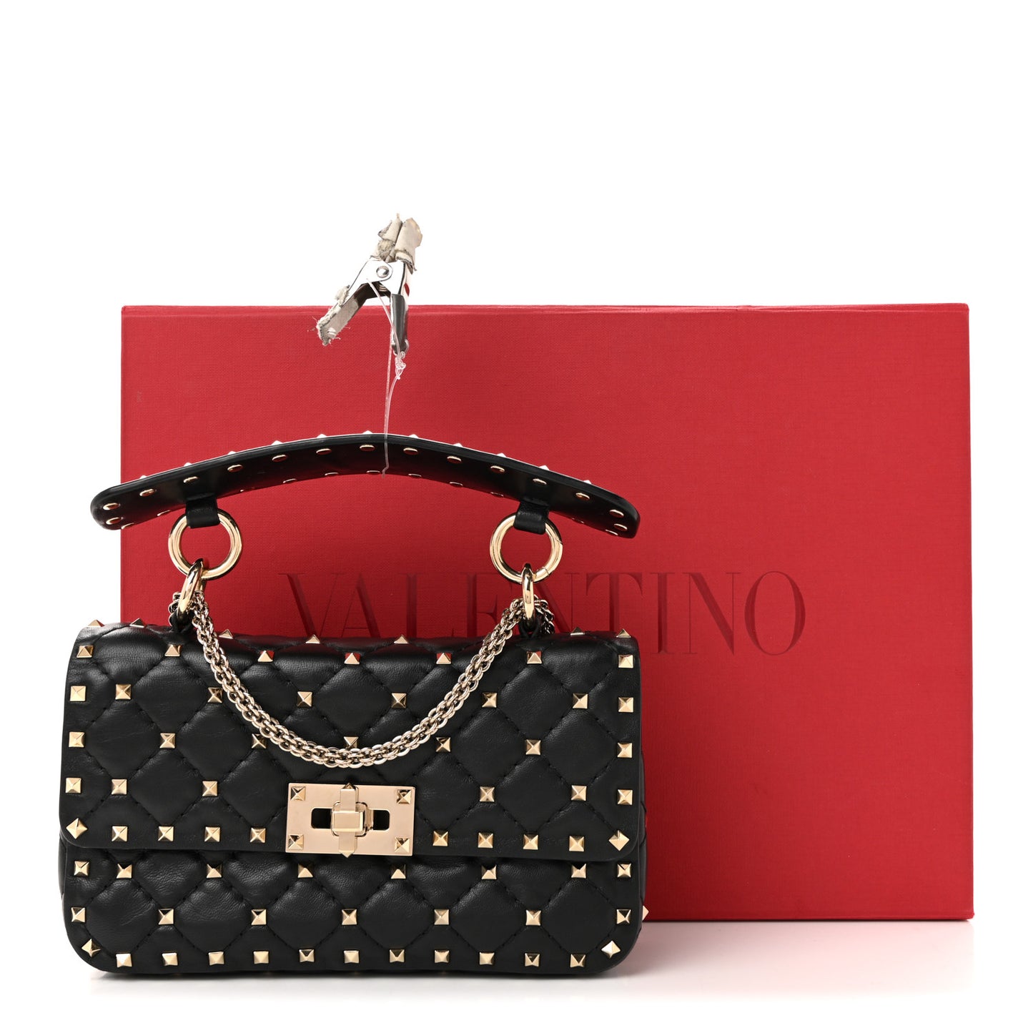 Nappa Small Rockstud Spike Shoulder Bag Black