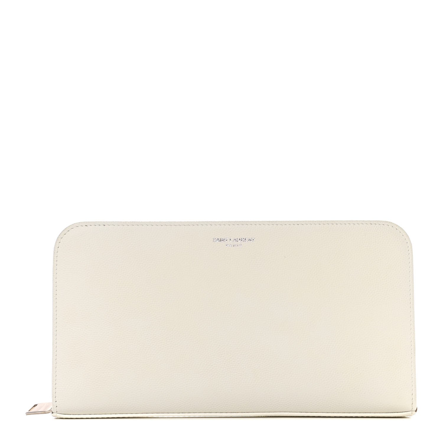 Saint Laurent Grain De Poudre Classic Zip Around Travel Wallet White 1 of 10