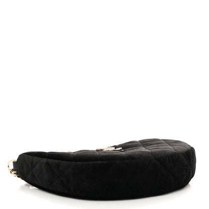 Chanel Velvet Crystal Quilted Chain Hobo Black 4 of 11