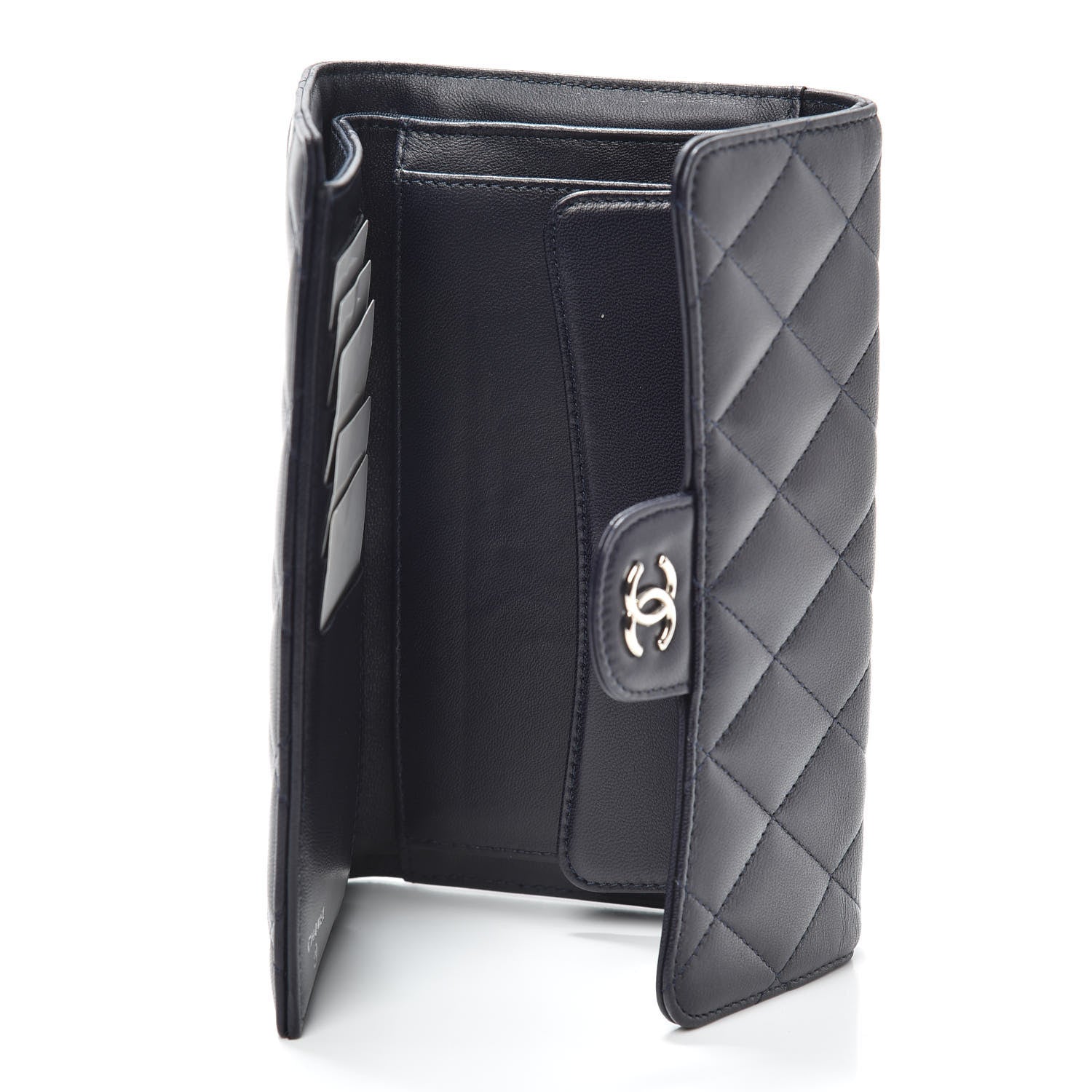 Chanel Lambskin Quilted Large Flap Wallet Navy 5 of 8