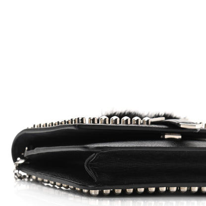 Fendi Vitello Elite Mink Fur Studded Karlito Tube Wallet on Chain Black 9 of 10