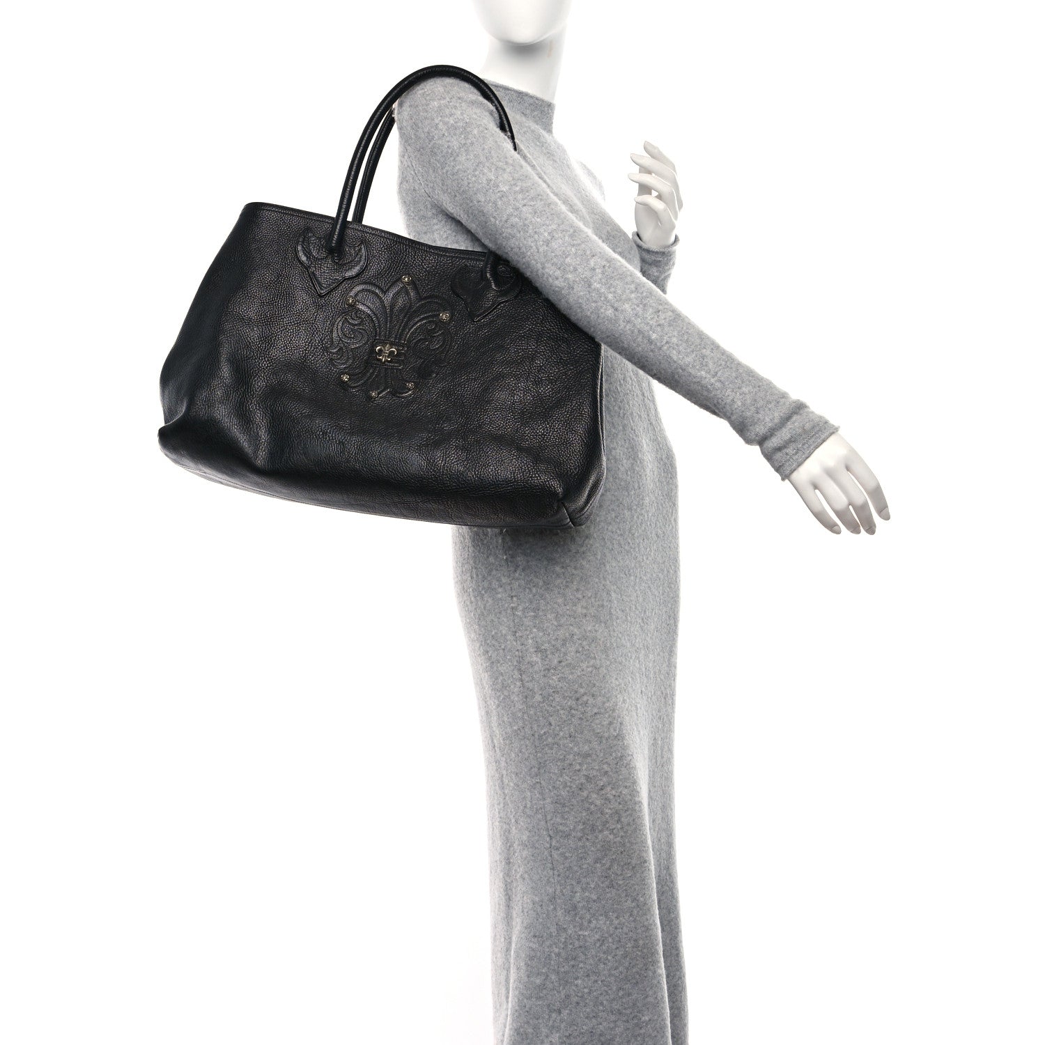 Chrome Hearts Grained Calfskin Fleur De Lis Tote Black 2 of 9