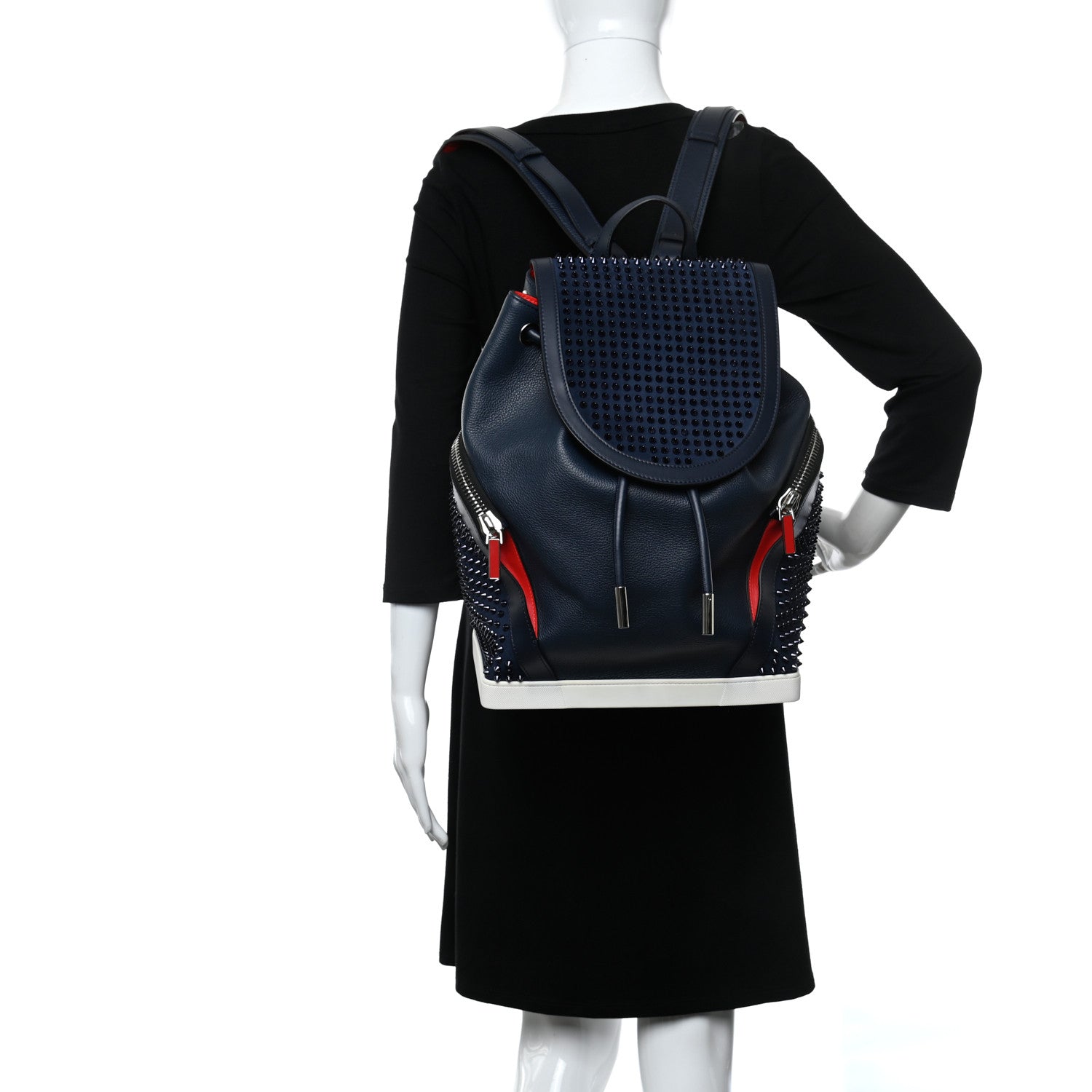 Christian Louboutin Calfskin Spiked Explorafunk Backpack Marine 2 of 9