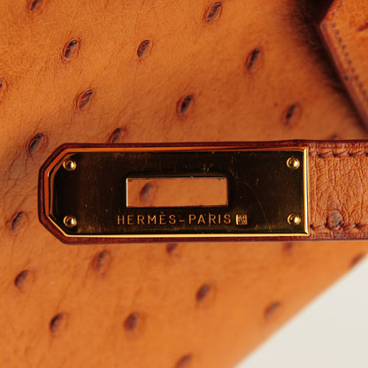Hermes Ostrich Birkin 30 Gold 3 of 17