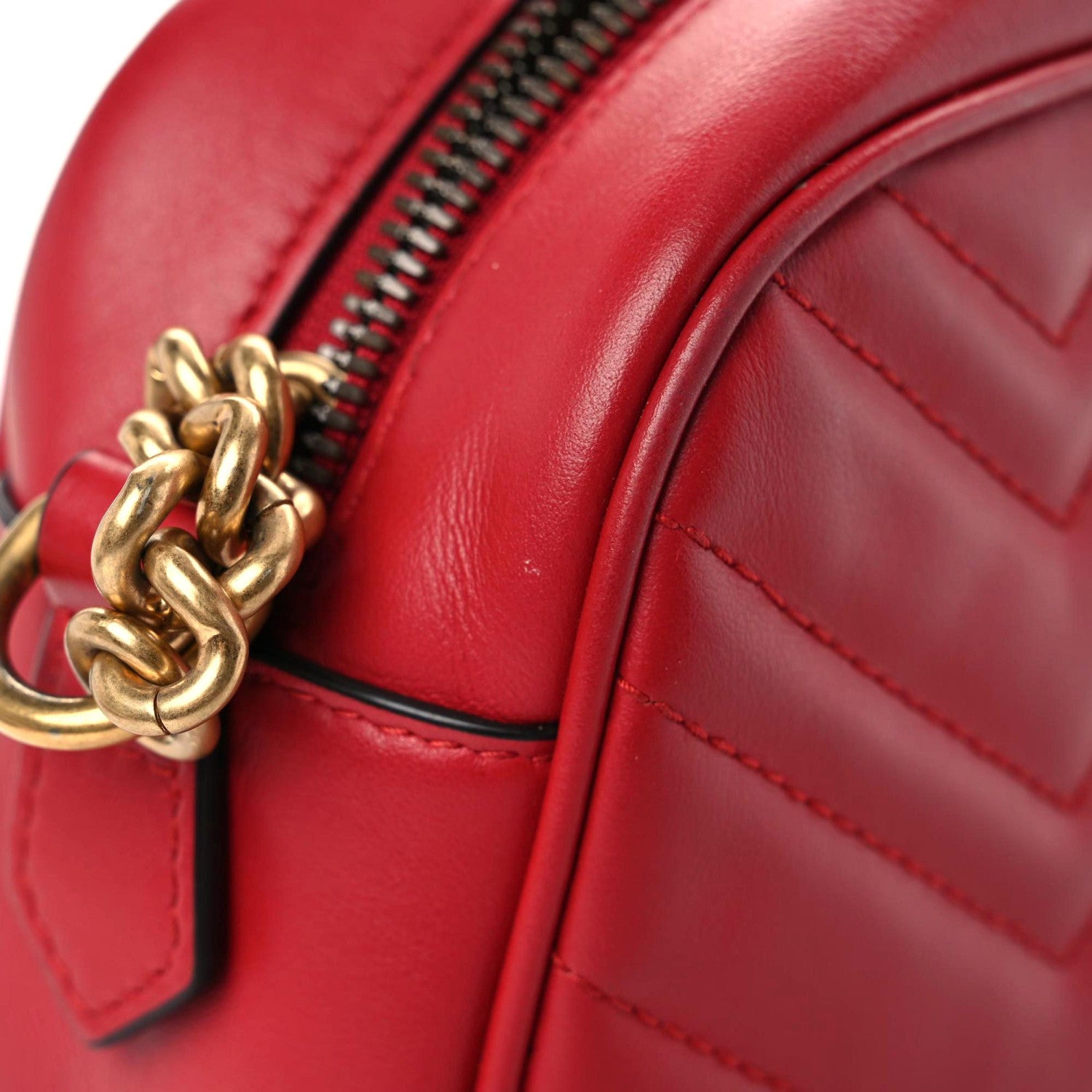 Gucci Calfskin Matelasse Small GG Marmont Chain Shoulder Bag Hibiscus Red 14 of 21