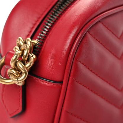 Gucci Calfskin Matelasse Small GG Marmont Chain Shoulder Bag Hibiscus Red 14 of 21