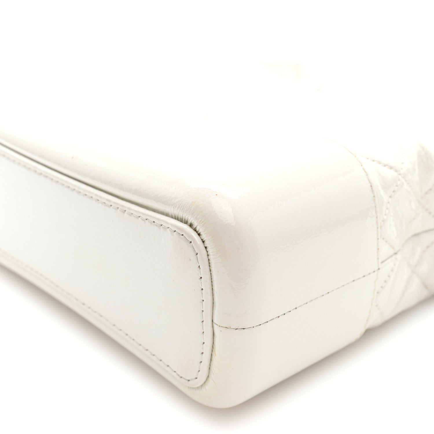 Chanel Patent Goatskin Quilted Medium Gabrielle Hobo White 10 of 11