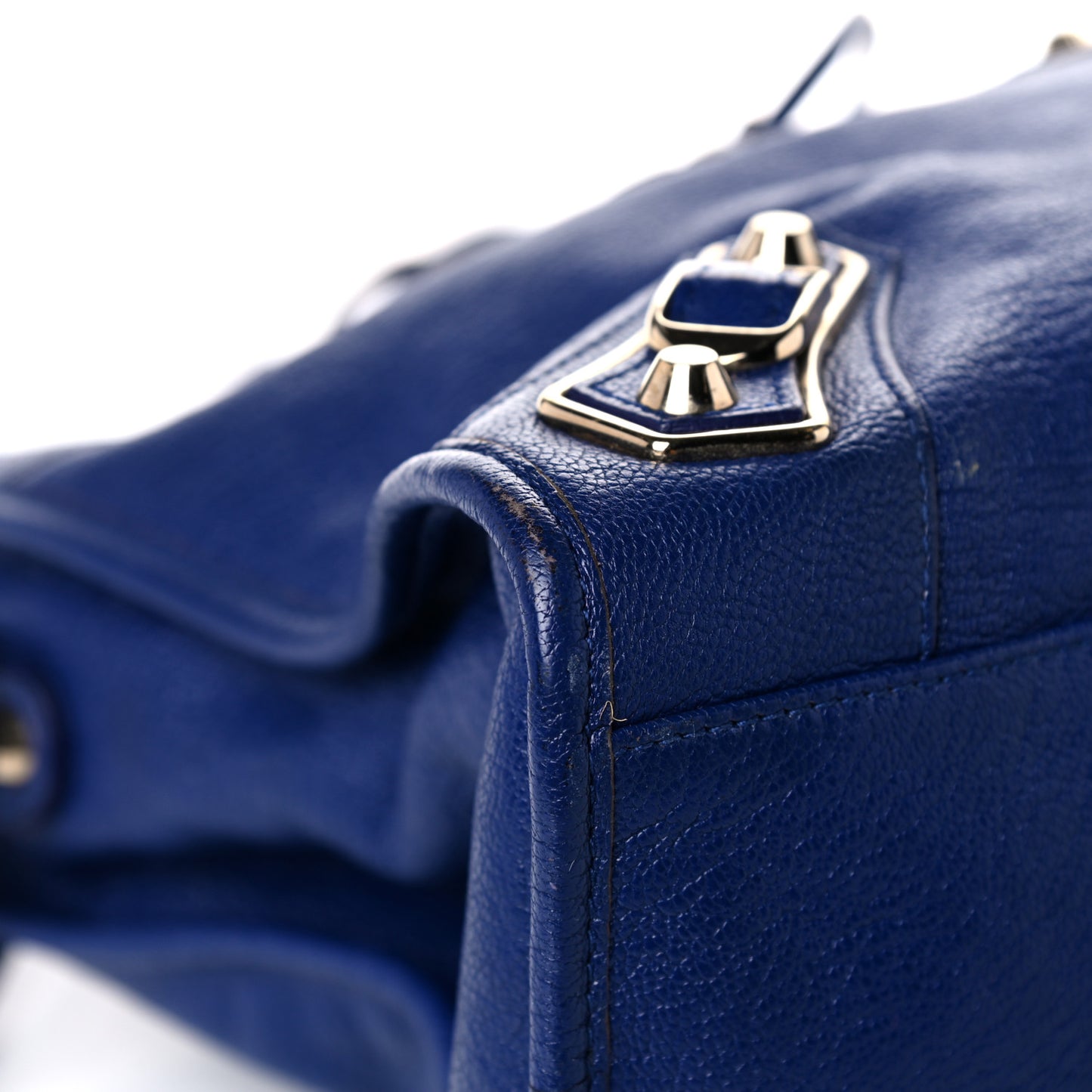 Chevre Gold Metallic Edge Hardware City Bleu Roi