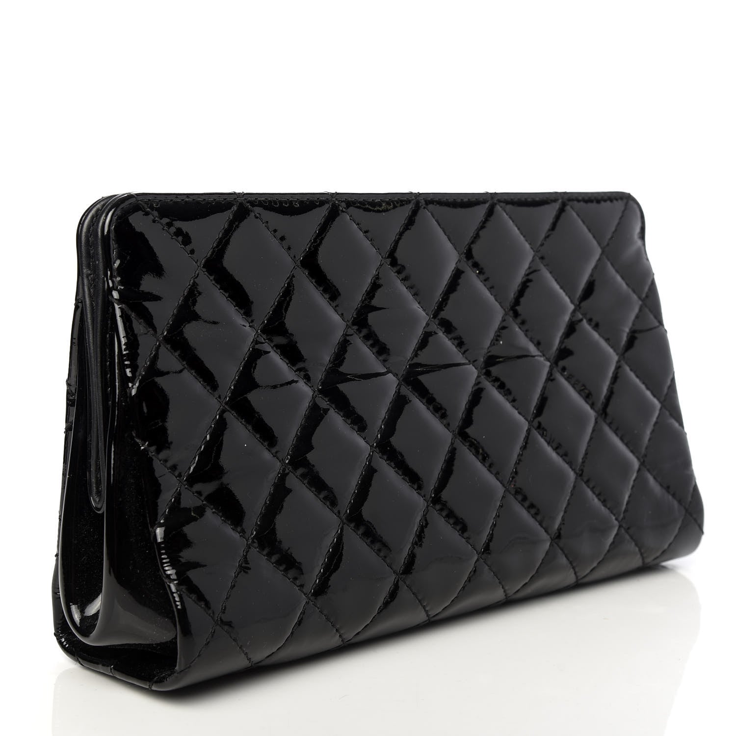 Chanel Patent CC Quilted Timeless Clutch Black 3 of 9